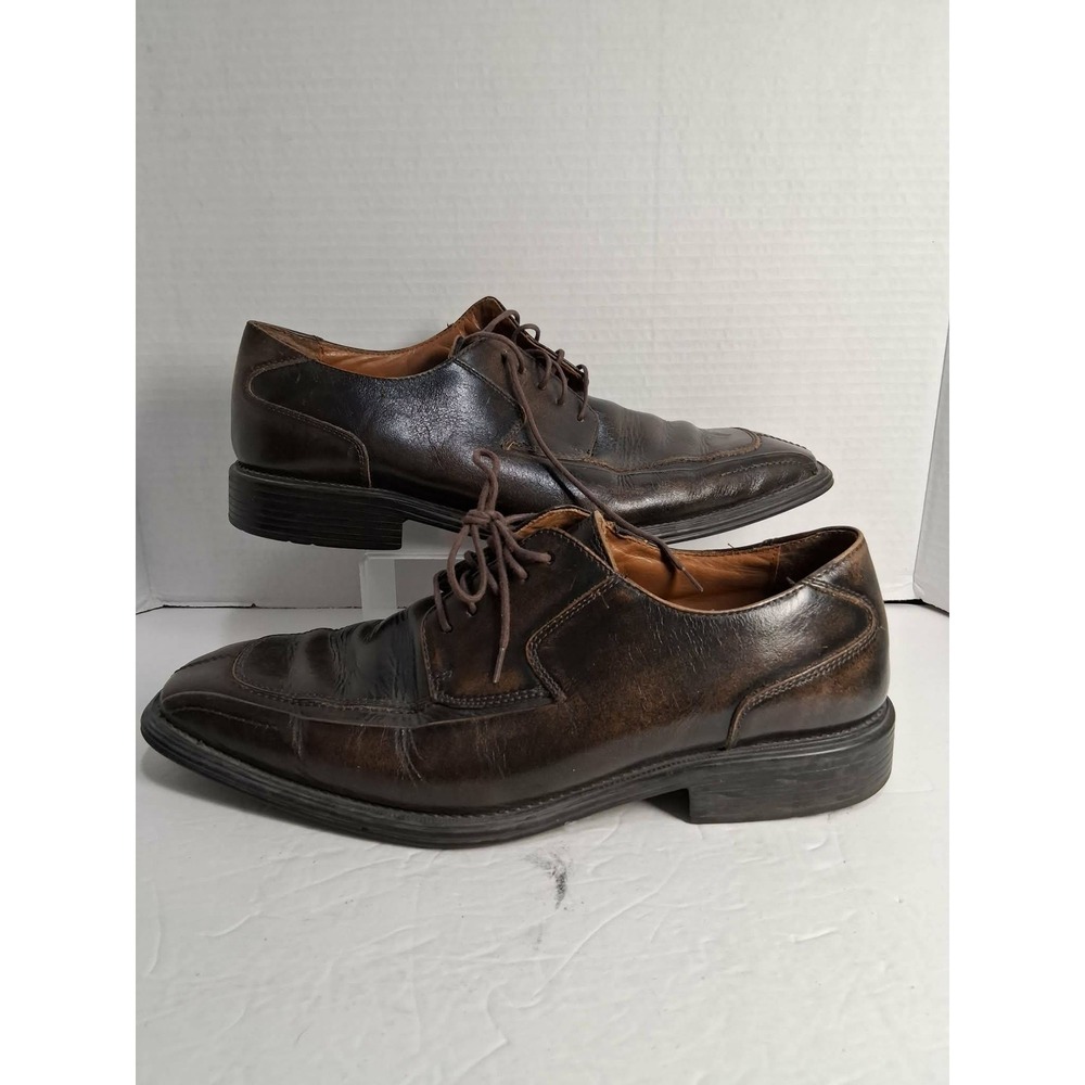 Bass Jacquard 0406 Men's Leather‎ Dress Shoes Brown Square Toe Lace Up Size 10M